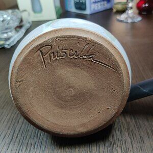 Art Pottery, Artist Signed by Priscilla Eggen, Handthrown Basket with flowers